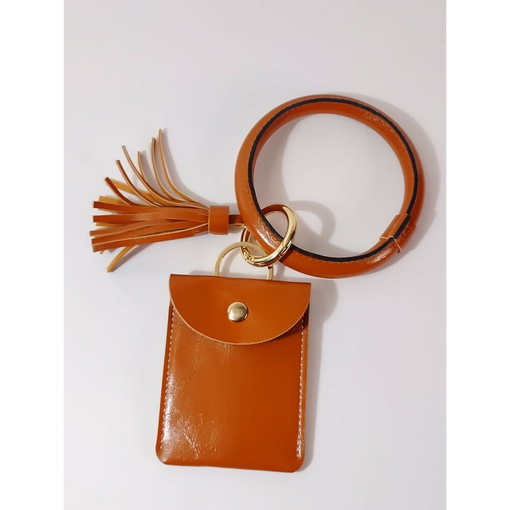 Depanji Keychain Card Bag Women's Wallet Tassel Bracelet Keychain Camel brown